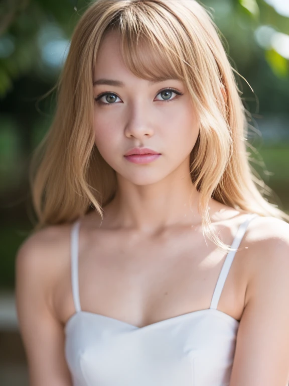 RAW photos, ((((Portrait of extreme beauty))), (((Radiant white beautiful skin)), 1 girl, 14-year-old pretty beautiful girl, ((blonde of bright various colors with glossy)), disheveled hair, hair hanging in front of the face and clinging, [Attractive whiti...