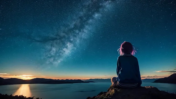 
Calm and beautiful night sky anime