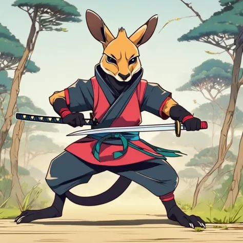 ninja kangaroo in anime style