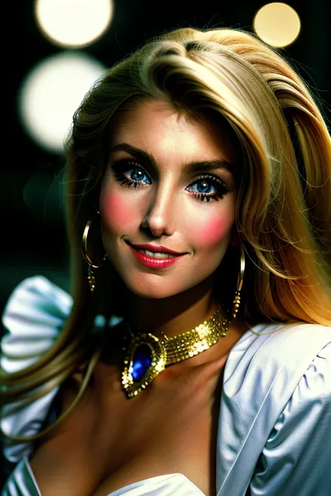 heather thomas solo, stunning balenciaga dress, night on the town, highly detailed face, detailed anime eyes, [smiling], downtow...