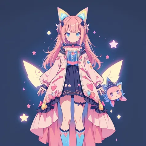 vtuber-fullbody、Star Fairy、cyber punk、simple background、kawaiitech