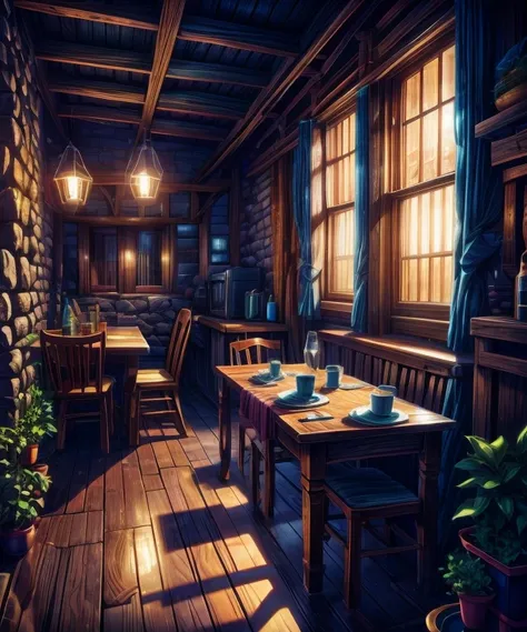 rural, medieval, inn, indoors, humble, tables, chairs, dinner plates, quadratic, pivix