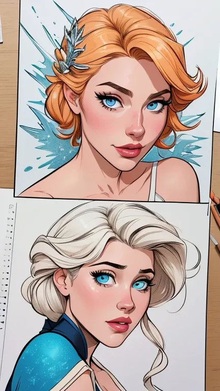 Personagem mulher Rainha Anna de Arendelle com marcas de guerras Imagem de desenho animado de uma mulher .Ilustra??o estilo desenho animado, estilo de arte dos desenhos animados, estilo de arte dos desenhos animados, digital illustration style, design de p...