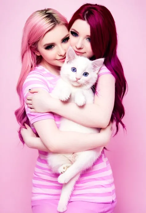 Katherine Elizabeth and Ldshadowlady hugging a cute kitten