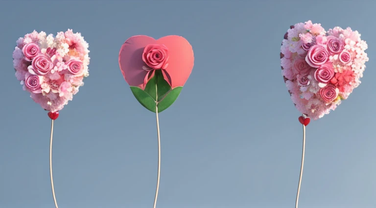 3D Heart, Flowers