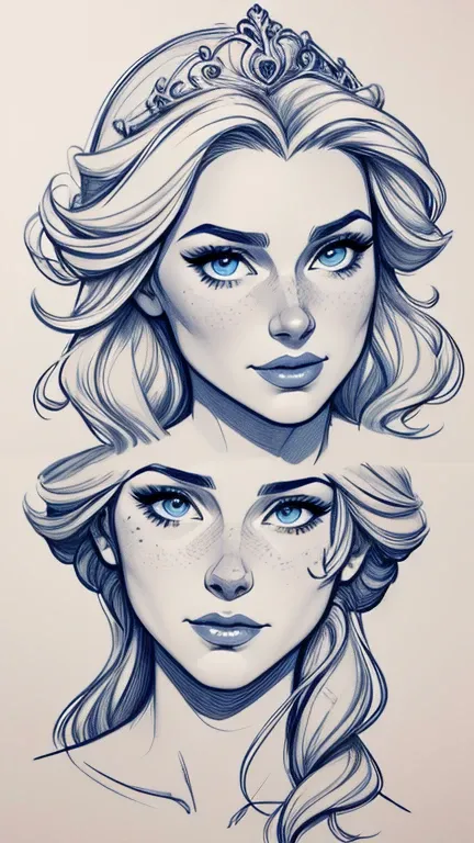 Personagem mulher Rainha Anna de Arendelle com marcas de guerras Imagem de desenho animado de uma mulher .Ilustra??o estilo desenho animado, estilo de arte dos desenhos animados, estilo de arte dos desenhos animados, digital illustration style, design de p...