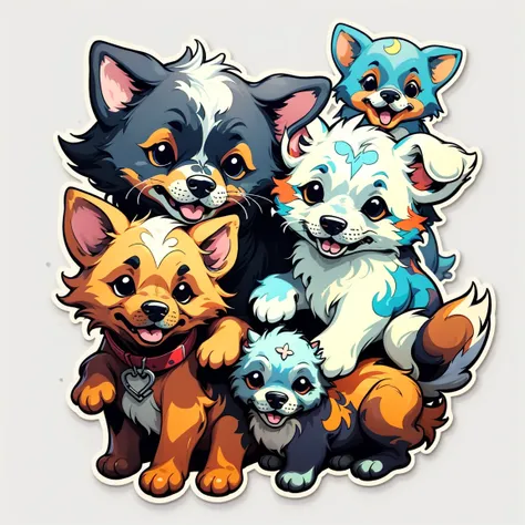 Stickers,dog, Simple Background,card,Variety of themes, Manga style