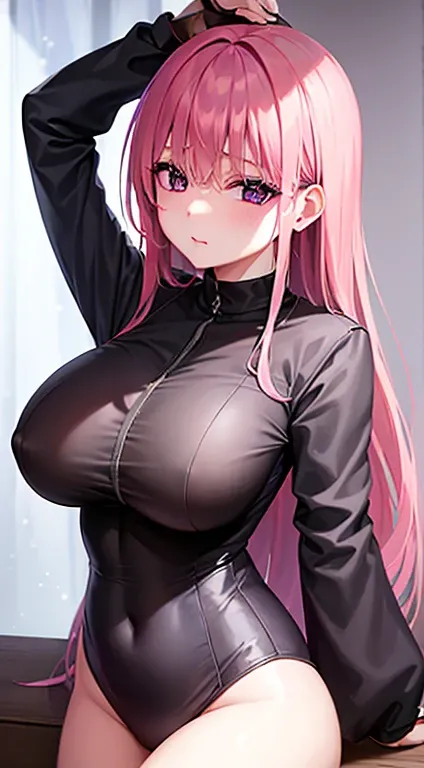 very, very big breasts、Nipples、Sexy pose、Sexy Face、evilの女幹部、evil役、risque clothes、Long gloves、Pink Hair、Eroticいお姉さん、evil、Hypnosis、brainwashing、Erotic、brainwashingされて目が紫色になる、Hearts in the eyes、Long Hair、Taunt、Eroticい顔、Enemy sister、lure、黒とピンクを基調としたrisque clot...