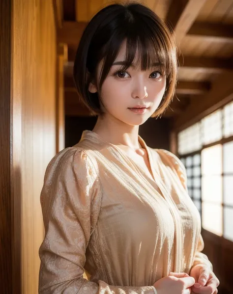 highest quality, Face Focus, Soft Light, Ultra-high resolution, (Realistic:1.4), RAW Photos,
1 Japanese girl, alone, cute, (pupil, Light in your eyes),  Beautiful face in every detail, (Small box),(High resolution detail of human skin texture),
(Short Hair...