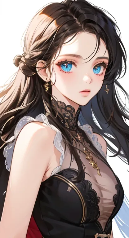 ((masterpiece, best quality, ultra-detailed, high-resolution)), solo, beautiful girl, gleaming eye, perfect eye, age 15, black white gold theme,