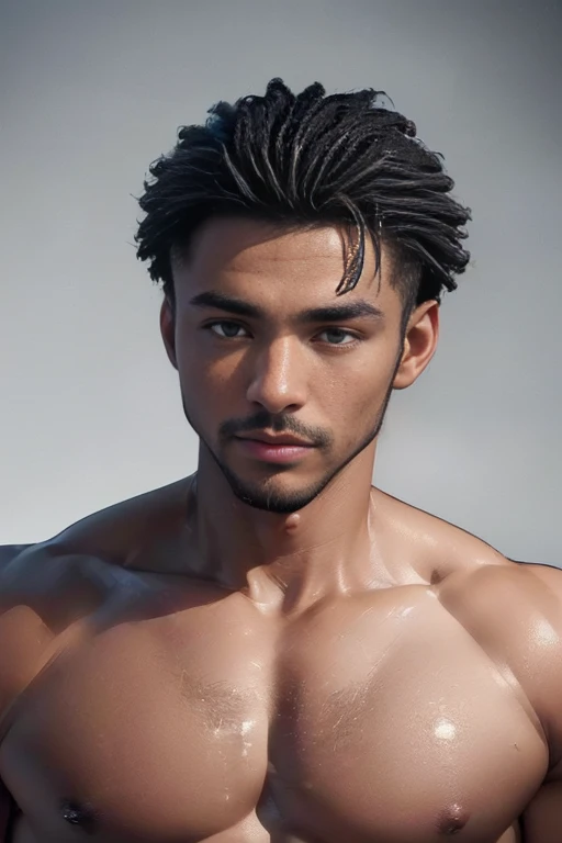 (best quality, 8k, highres, photorealistic:2.0), (solo),(one male:2.0),(black men:1.5),(shirtless black man),(short hair men),(black men hairstyle),(muscular),(looks very young),(clean body),(white mini thong),(Ecstasy with amazing orgasms),