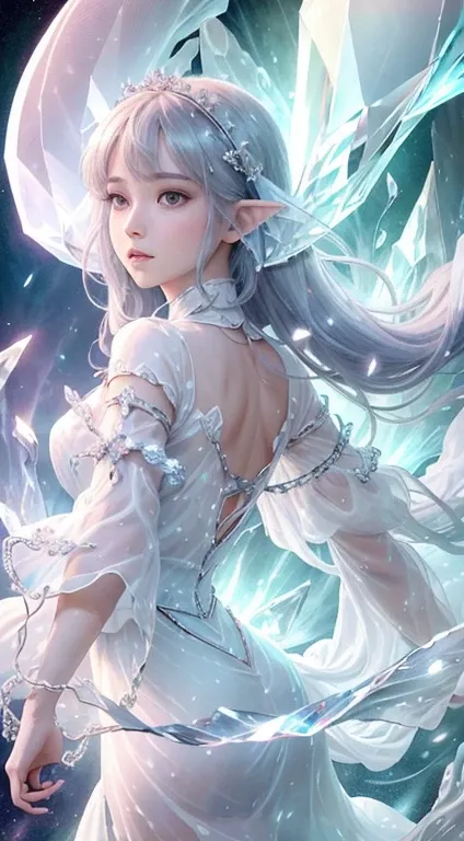 (masterpiece, Highest品質, Highest, Official Art, beautifully、aesthetic, exposed for a long time: 1.2), Smooth movement, Attractive patterns, 1 girl, (long dress with sleeves: 1.3), (((White clothes) )), Upper Body close-up, Exposing shoulders, chinese girl,...