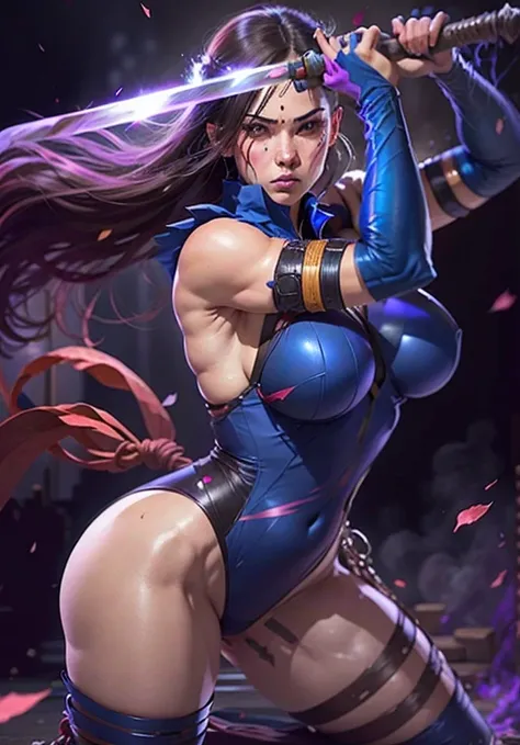 a woman in a blue outfit holding a sword and posing, extremely detailed artgerm, psylocke, cutesexyrobutts, style artgerm, artgerm style, in the style artgerm, style ivan talavera and artgerm, artgerm colorful!!!, in style of artgerm, artgerm lau, artgerm ...