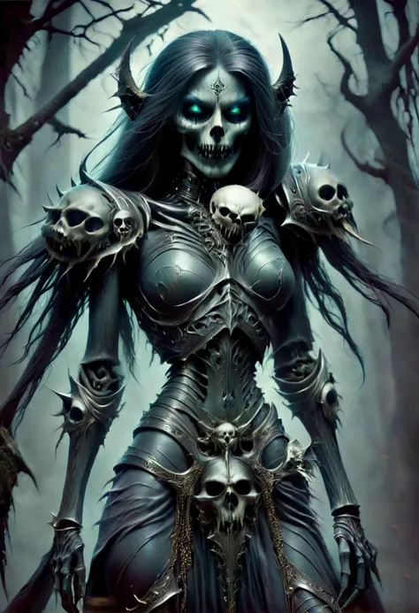 sexy seductive grim death, undead head, seductive pose, mostly skeletal body,