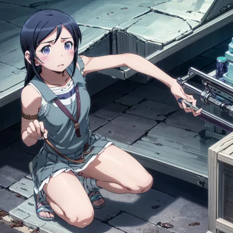 UHD, retina, masterpiece, ccurate, anatomically correct, textured skin, super detail, high details, high quality, award winning, best quality, highres, 1080P, HD, , (ayase aragaki:1.5),Sleeveless dress,Skirt Lift:1.3,Erotic Pussy Line:1.3,Squatting and pee...