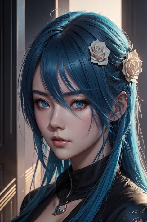 There is a woman with blue hair, guweiz style art, guweiz, Beautiful character painting, guweiz in ArtStation Pixiv, guweiz in Pixiv ArtStation, Stunning anime face portraits, Beautiful digital art, Wap Rose Sweepstakes, guweiz Masterpiece, Detailed digita...