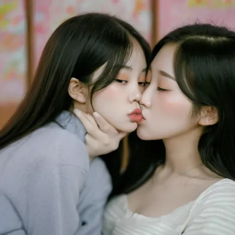 Two korean girls kissing