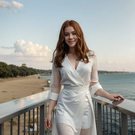 Amy Adams in clear weather dressed in formal clothes and smiling