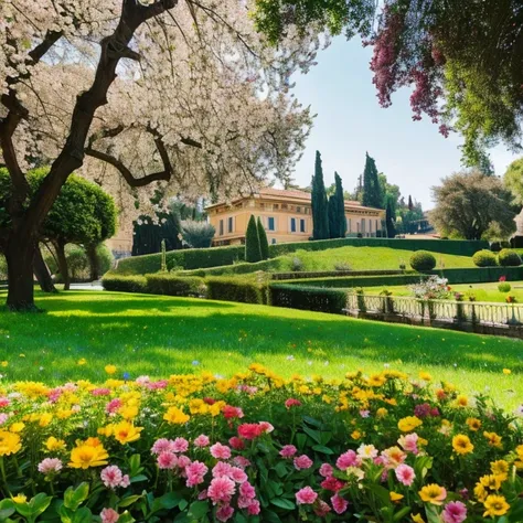 “Flowers in the Villa Borghese Gardens in Rome” Prompt: “Beautiful flowers in Villa Borghese々”