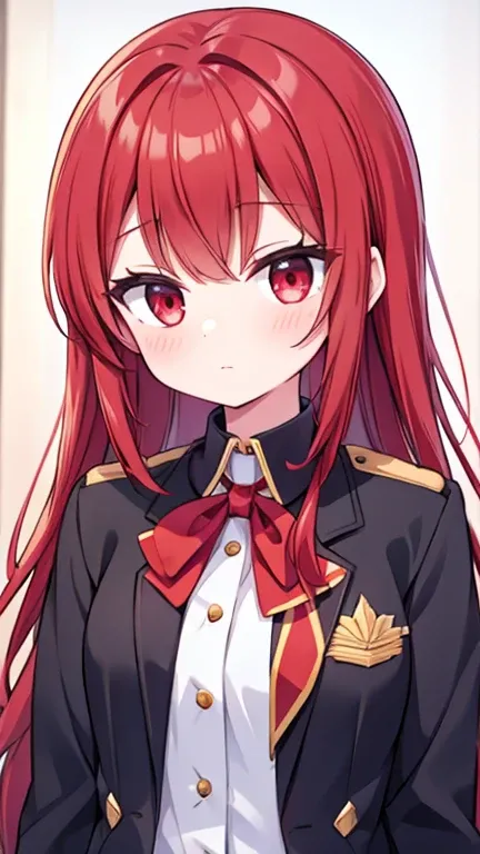 (Red Hair)　Red eyes　student　((uniform))　Women　Long Hair