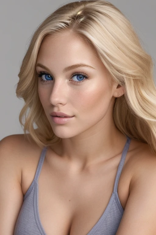 Profile photo. body of an athletic pretty sweet girl 26 years old, blonde (looks shy and relaxed: 1.3), ultra detailed realistic face, beautiful cheekbones, detailed skin, large blue-gray eyes, . sensual lips in anatomical shape, seductive