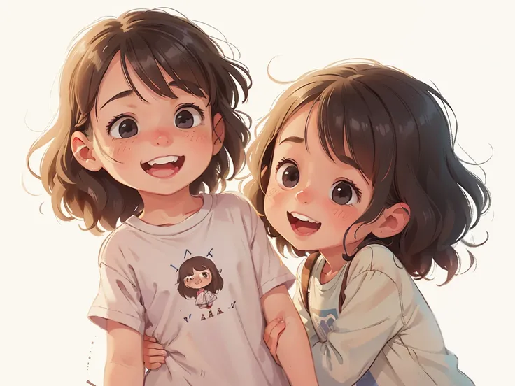 （A girl：1.1，childrens：0.9），happy girl, Sketch style design，Childrens illustration style，Pencil and watercolor effects，Realistic facial features，Natural soft light，Fine hair and clothes，Playful bright colors，Joyful expressions，Fictional background，black and...