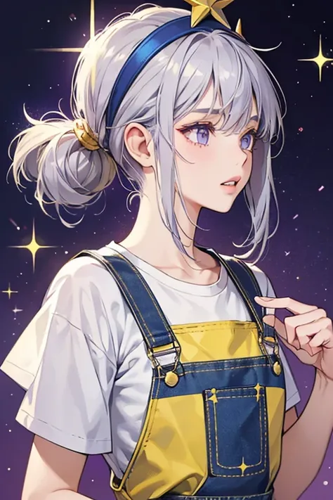 She is a yellow  who has gray hair and buck teeth and wears a purple t-shirt, blue dungarees, and a standard Empty Head Society fez. SPARKLE; GLITTER