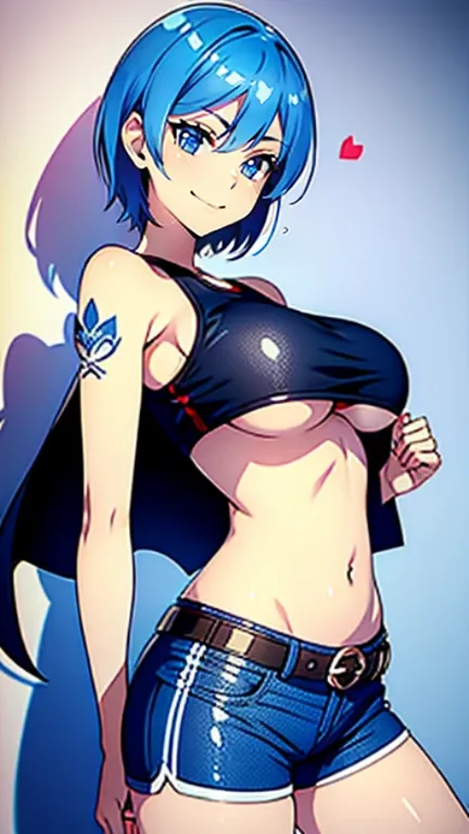 ({High-precision drawing in every detail} Extremely high-precision drawing), {High resolution}, [[blank background]], perfect anime girl, 1girl, solo, {tall girl}, standing, full body, full_body, looking at viewer, modeling pose, short hair, bluehair, blue...