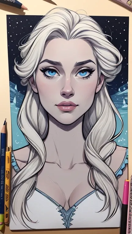 Personagem mulher Rainha Anna de Arendelle com marcas de guerras Imagem de desenho animado de uma mulher .Ilustra??o estilo desenho animado, estilo de arte dos desenhos animados, estilo de arte dos desenhos animados, digital illustration style, design de p...