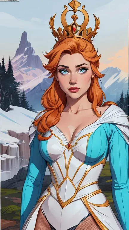 Personagem mulher estilo atompunk Rainha Anna de Arendelle com marcas de guerras Imagem de desenho animado de uma mulher .Ilustra??o estilo desenho animado, estilo de arte dos desenhos animados, estilo de arte dos desenhos animados, digital illustration st...