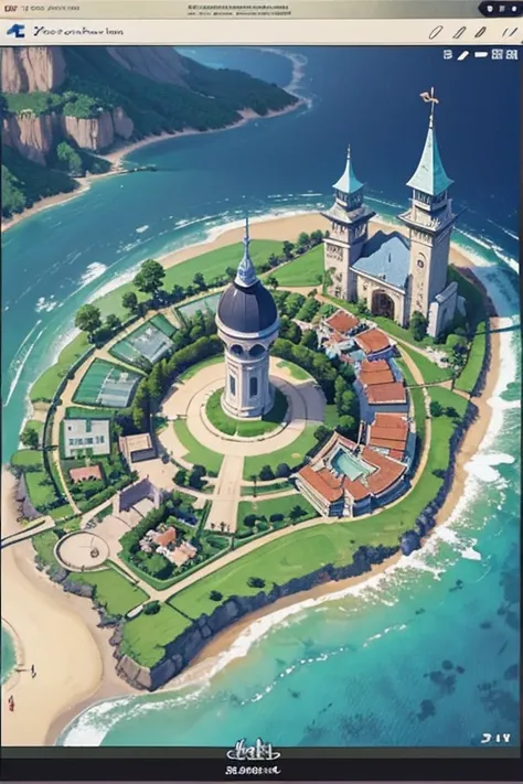 fantasy world, estilo isekai de anime, zona de comercio en la playa, estilo pixel art