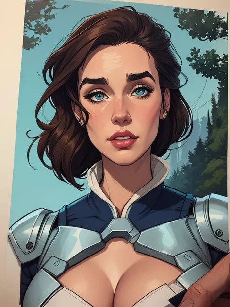 Personagem mulher estilo atompunk Fallout 4 Jennifer Connelly le com marcas de guerras Imagem de desenho animado de uma mulher .Ilustra??o estilo desenho animado, estilo de arte dos desenhos animados, estilo de arte dos desenhos animados, digital illustrat...