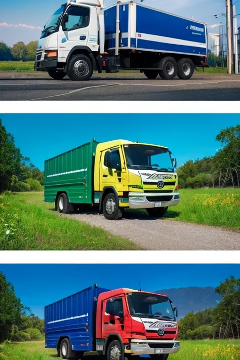 RD（Renewable Diesel）However, the existing diesel engine(bus、truck、Generator、Heavy machinery, etc.)Please draw an illustration to show that it can be used for。
The color palette of the entire illustration、Green, blue, etc.、Use colors that evoke nature and t...