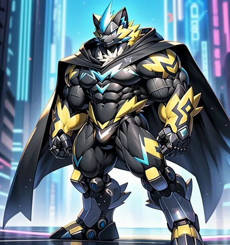 (masterpiece, best quality, detailed:1.2)
(Pokémon)
Powered exoskeleton with the same design as Zeraora
big muscle,
GIANT,
pecs, triceps, traps, waist narrow.
bulge in the crotch, wears a small black string thong that reveals huge, muscular thighs. (metall...