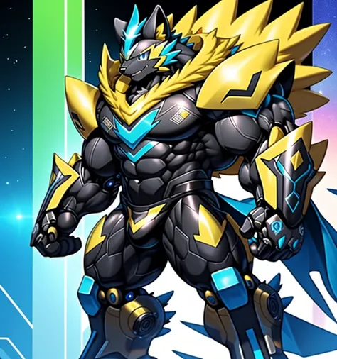 (masterpiece, best quality, detailed:1.2)
(Pokémon)
Powered exoskeleton with the same design as Zeraora
big muscle,
GIANT,
pecs, triceps, traps, waist narrow,
unusually developed muscular body,
bulge in the crotch, wears a small black string thong that rev...