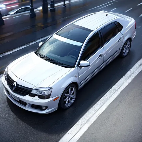 Renault Logan, pristine white 2008 model, stranded in the pouring rain,
(realistic, full-view, sharp focus, detailed painting, photorealistic lighting, trending on pixiv,(masterpiece:1.0),(best_quality:1.0), ultra high res, ultra-detailed, photography, 8K,...