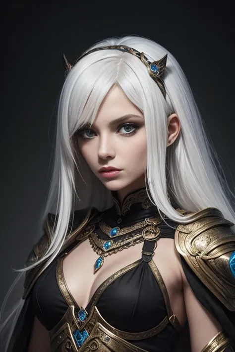 Ancient, dark goddess, Althena, white hair, rings, female creature, prehistoric era, Divine armor,