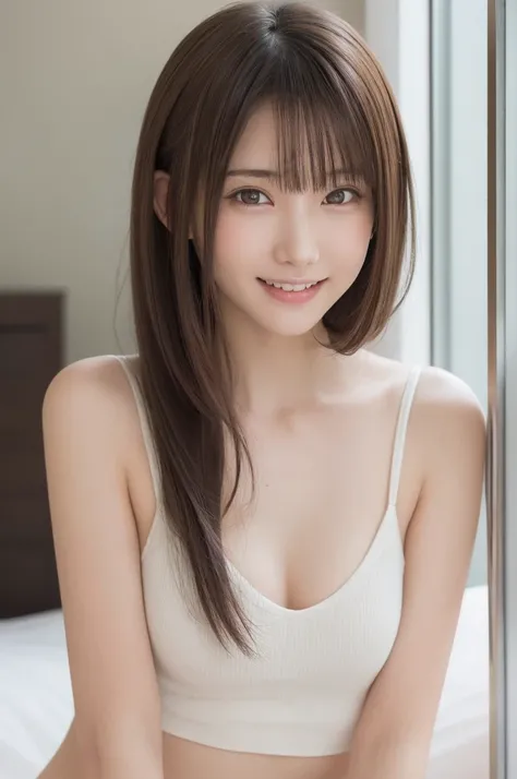 One Girl,((Best image quality:1.7))、 (beautiful girl, Delicate girl:1.3), (15 years old:1.3),(smiling beautiful girl:1.2)、break, (Bare Skin、camisole、transparent:1.2),break, Extremely fine resolution, (Symmetrical eyes:1.3),(camisoleがtransparent:1.5)、break,...