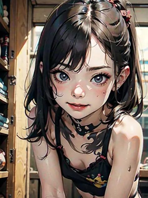 （Browsing Caution）((Hardcore Punk Girl))、((British punk rock girl)), ((Circus)), ((play the guitar)),Manga style, Horror elements, Comic style illustration, (drawing style), Japanese painting, whole body (spooky), Japan sculpture, primitive art, Circus, cr...