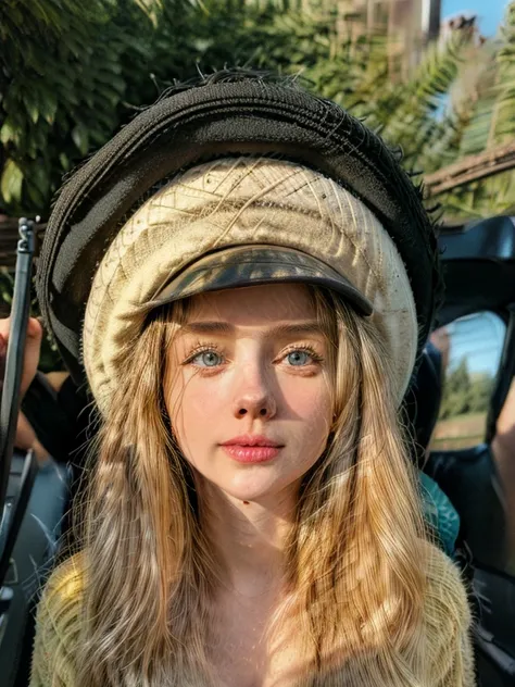 1girl wearing koboi hat(8k,hd,ultrahd,realistic,hdr,detailed)