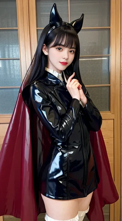 Latex pvc leather cape cloak coat satin sailor uniform