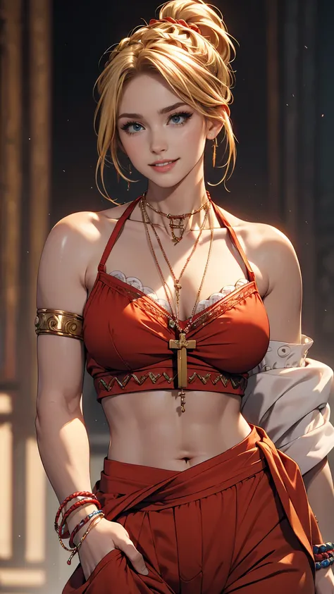 ((最high quality, 8K, masterpiece: 1.3, Ultra HD, high quality, 最high quality, High resolution, realism)) 、A 22-year-old extremely beautiful white woman、Hair color blonde、blue eyeedium Hair、Straight Hair、smile、Slender but well-proportioned body、Background b...