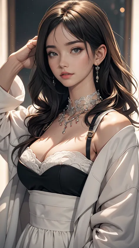 highest quality, Ultra-high resolution, (Realistic:1.4), 20-year-old girl, (Ulzzang-6500:0.8), (amount), Upper Body,