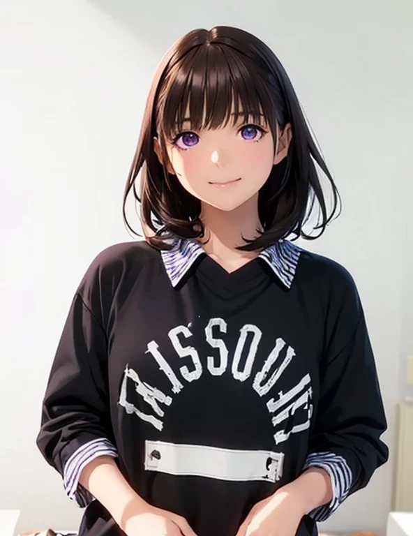 High resolution,In 8K,highest quality,detailed,Semi-realistic anime,Anime 3D Style,Smooth anime CG,One Girl,19-year-old woman in Japan,slim,Modeled,Shiny brown hair,Medium Hair,detailedな顔,Beautiful and detailed,Glowing Skin,Long sleeve sweatshirt,stragglin...