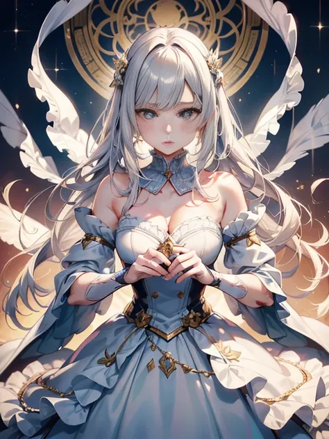 Official Art, ヨーロッパのmasterpiece女性,, Light silver hair , blue eyes, (masterpiece、highest quality、High resolution: 1.4),In 8K, Anime Art Nouveau, very detailed fan art, Anime fantasy illustration, clean Detailed anime art, Detailed anime art, Sharp focus of ...