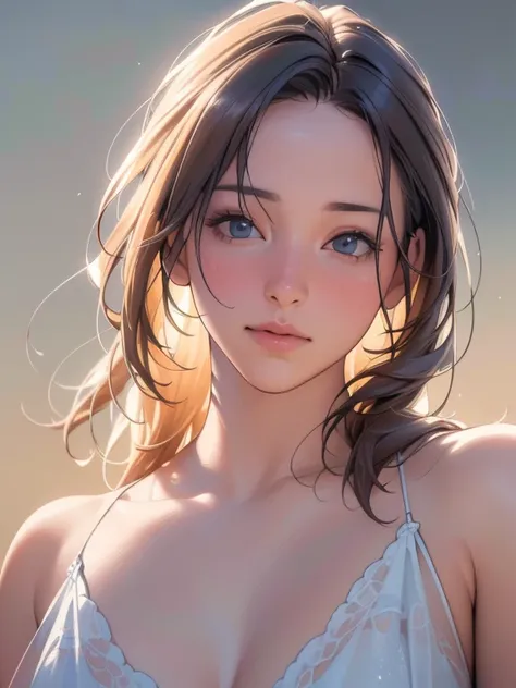 (highest quality,4K,8k,High resolution,masterpiece:1.2),Very detailed,(Realistic,photoRealistic,photo-Realistic:1.37),Vibrant colors,Soft lighting,Flowing Hair,Delicate features,Calm expression,Graceful posture,Breeze,Gentle sunlight,Portraiture,oil