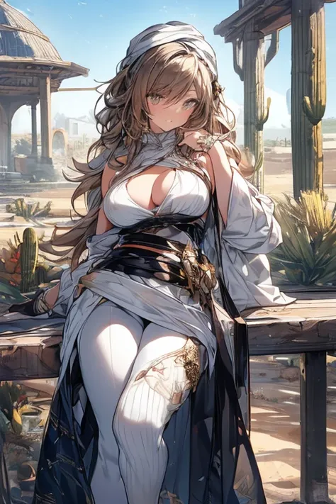 ((in a desert:1.5)), a matured woman with long hair and a white outfit, (resting in oasis:1.2), artwork in the style of guweiz, bodyesbian, fine details. girls frontline, beautiful anime illustration, from girls frontline, stunning, 21 years old, (solo:1.5...