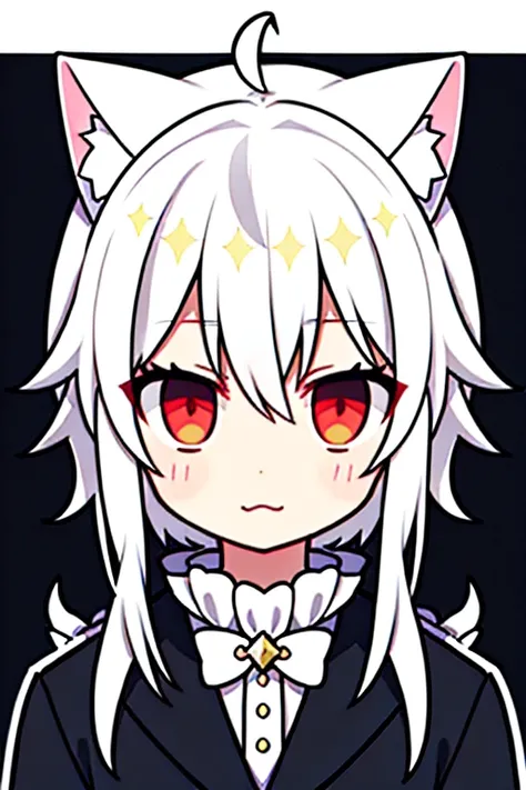 boy white hair cat ears baroque