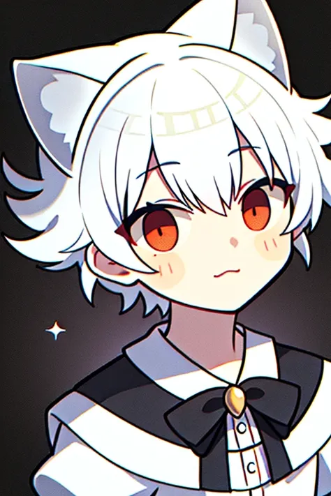 boy white hair cat ears baroque