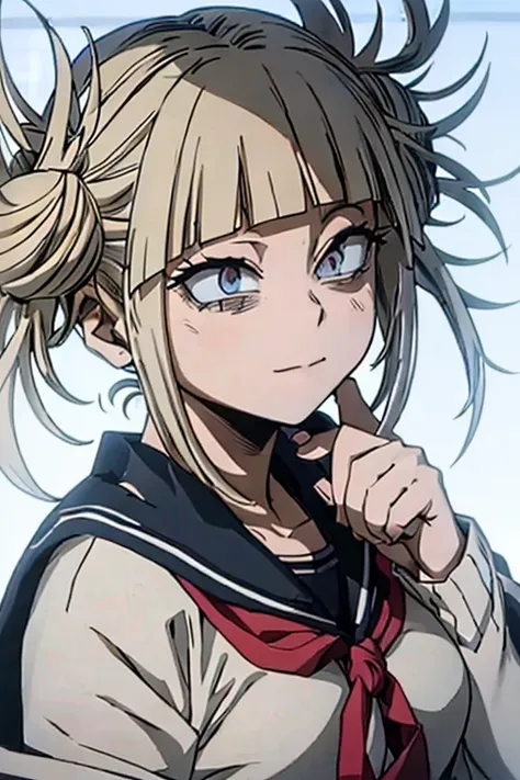 Himiko toga,(Boku no hero academia),(wearing),+,(A black and white womens traditional Japanese school uniform)